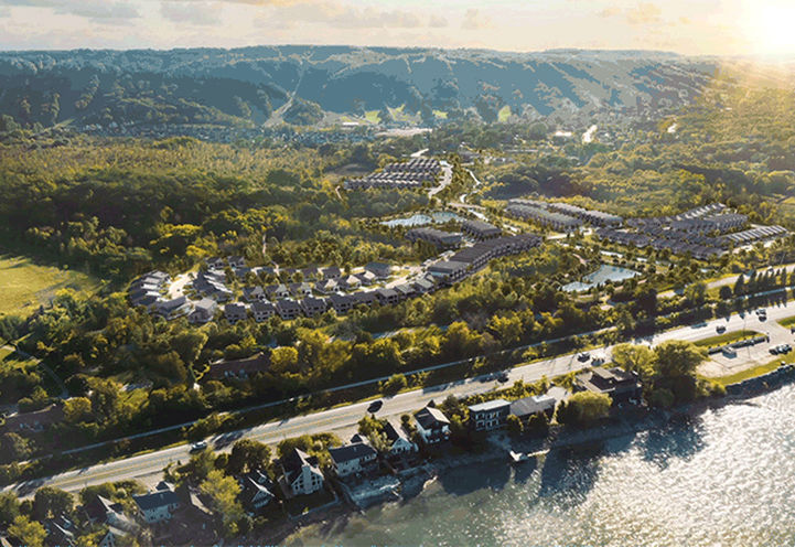 Craigleith Ridge Homes Aerial View of Community and Georgian Bay