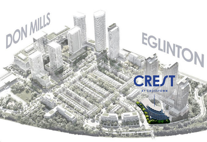 Crest at Crosstown Condos Black and White Aerial View of Community