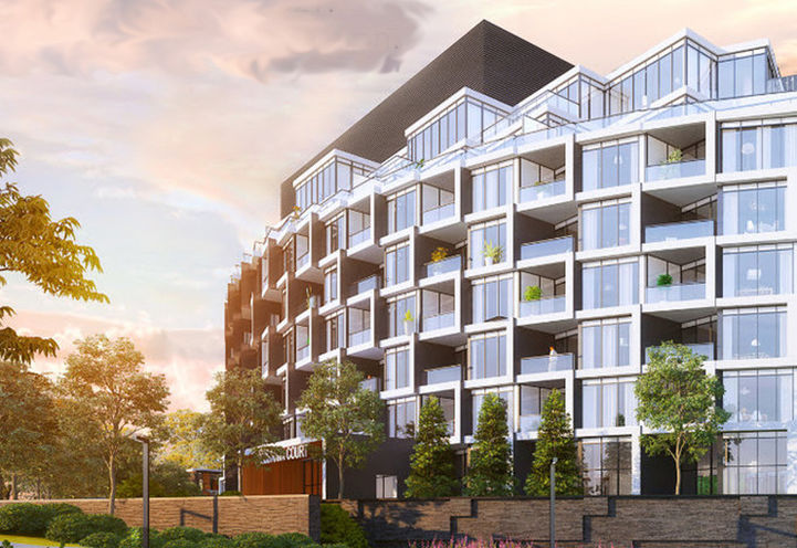 Crest at Crosstown Condos Close Up View of Building Exteriors