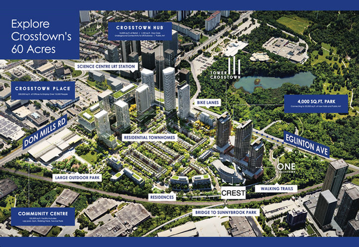 Crest at Crosstown Condos Colour Aerial View of Community