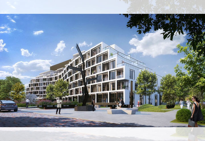 Crest at Crosstown Condos Courtyard View of Exteriors