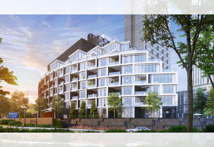 Crest at Crosstown Condos Rounded Corner View of Exteriors