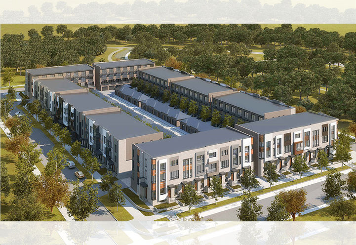 Crosstown Towns Aerial View of Exteriors