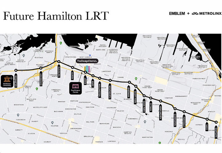 Design District Condos Hamilton - Future Hamilton LRT Route