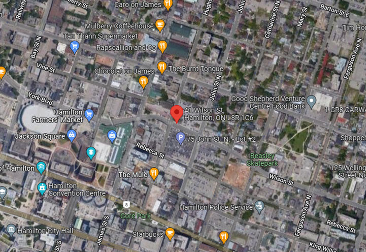 Design District Condos Hamilton Satellite Map View of Project Location