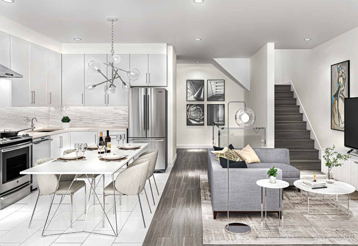 Downtown Aura Towns Interior Main Floor - Kitchen & Living Space