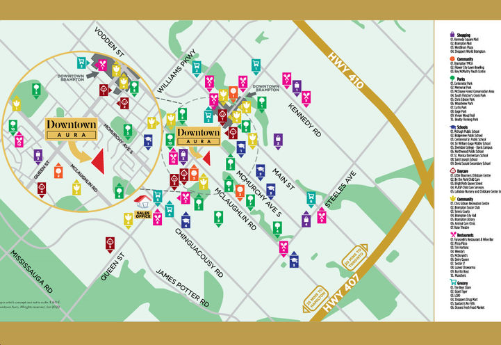 Downtown Aura Towns Neighbourhood Amenity Map