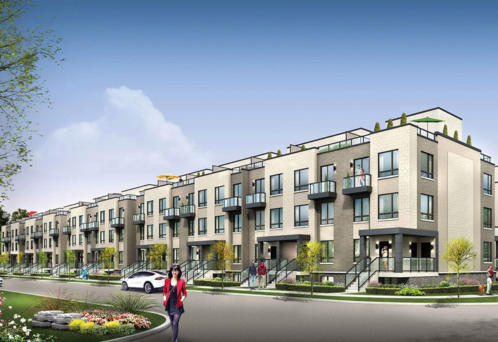 Downtown Aura Towns Streetscape View of Unit Exteriors