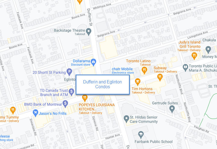 Dufferin and Eglinton Condos Map Location