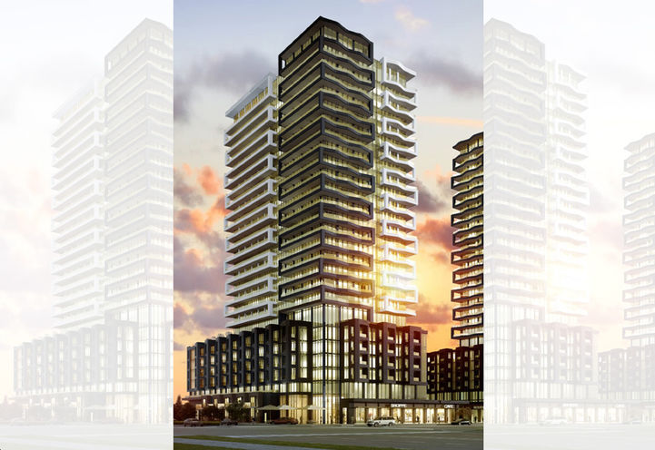 Duo Condos Tower Exteriors at Sunset