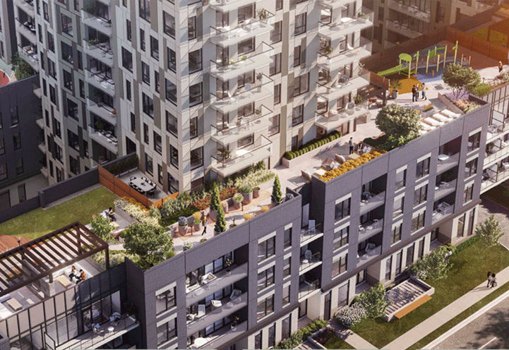 Elevate Condos 2 Aerial View of Rooftop Terrace & Outdoor Amenities