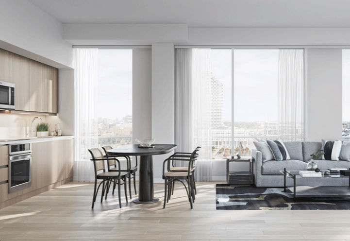 Bright, Open Concept Living Space, Kitchen, Dining, and Living Areas