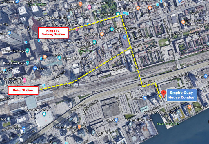 Easy Access to Union and King Station from Empire Quay House Condos