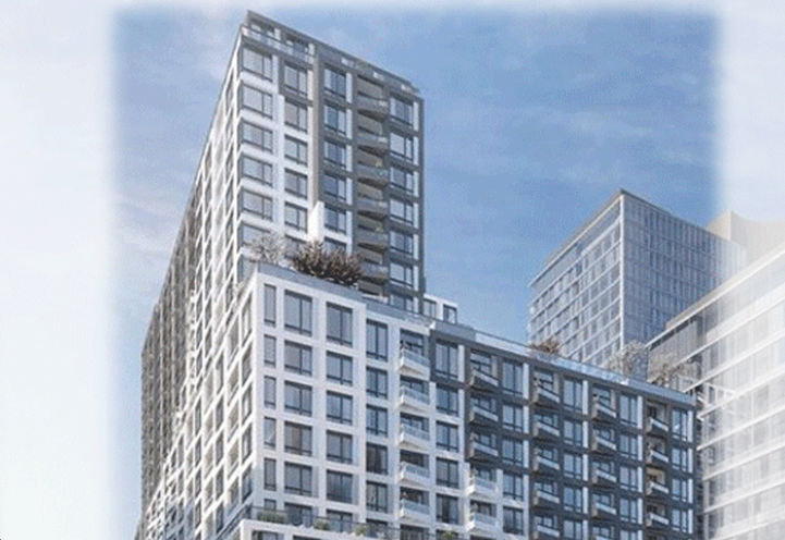 Looking Up at the Top Angle View of Empire Quay House Condos