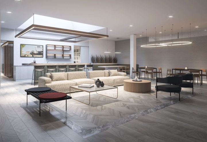 Open Concept Social Lounge with Seating at Empire Quay House Condos