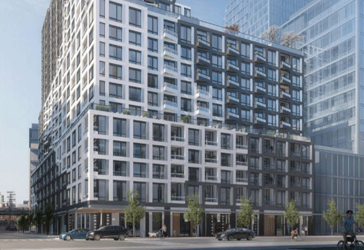 Podium and Street Level View of Empire Quay House Condos