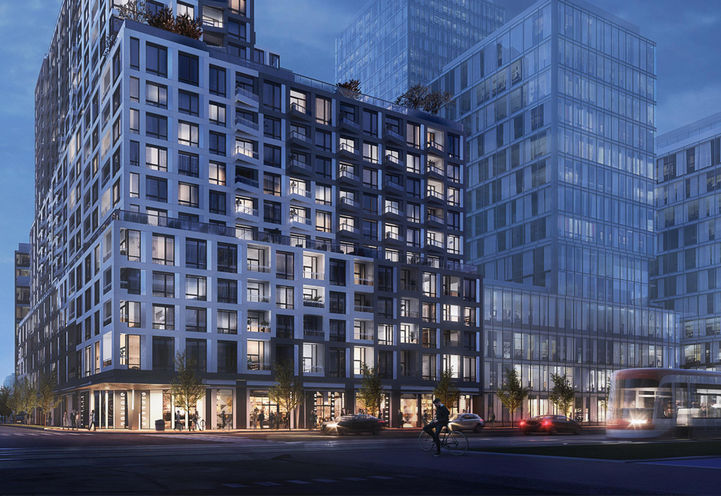 Podium of Empire Quay House from Street Level