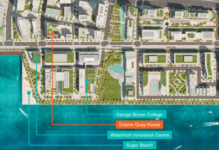 Site Map showing Empire Quay House Condos across from the Waterfront Innovation Centre