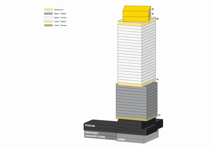Massing Diagram of Exchange District Condos 2 Tower