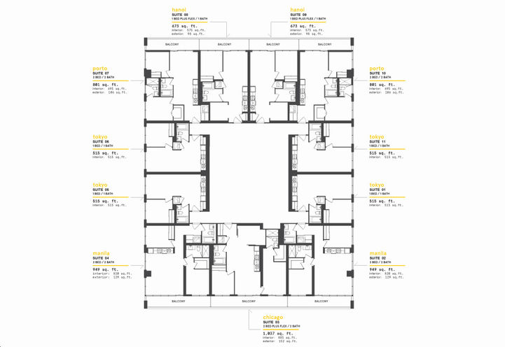Typical Upper Floor Keyplate at Exchange District Condos 2