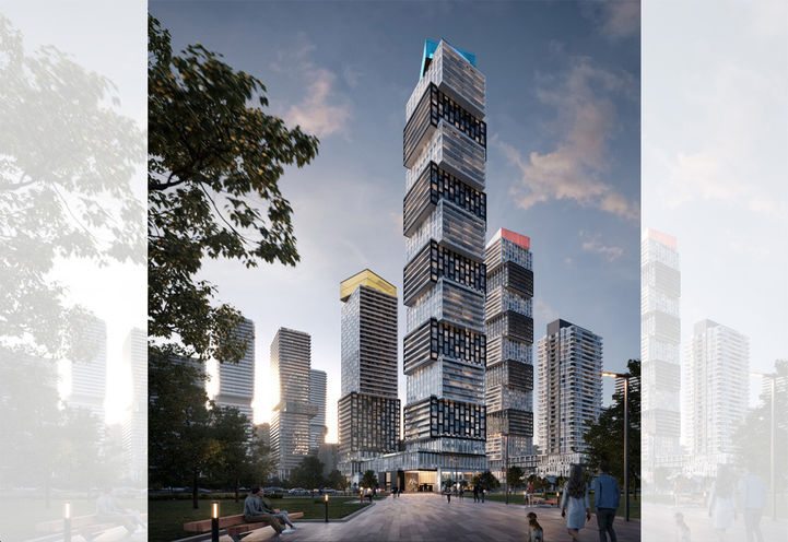 EX3 Condos Street Level View of Tower Exteriors