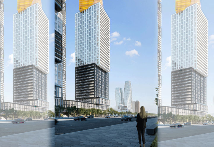 The Exchange District Condos 3- Looking Up at Tower from Street Level