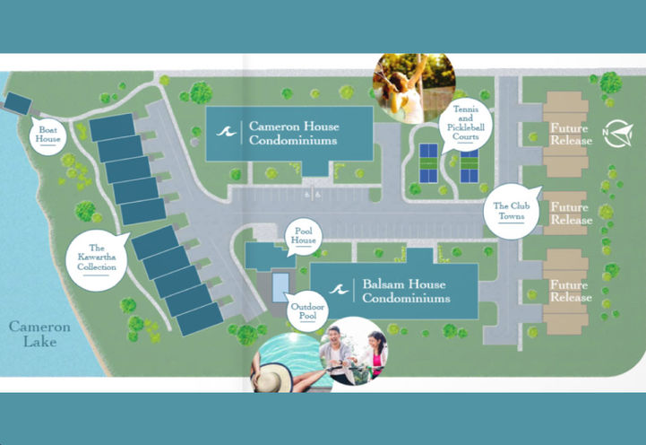 Fenelon Lakes Club Aerial View Site Plan for Balsam & Cameron House