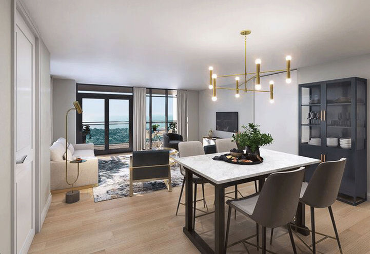 Four Me Condos Suite Interior with Living and Dining Room Space