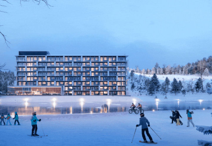 Freed Horseshoe Residences View of Exterior in the Winter