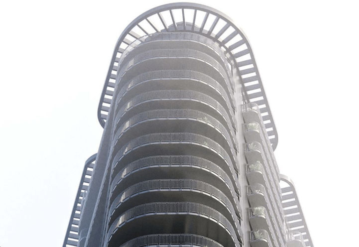 Galleria 3 Condos Looking Up to the Top of the Tower Exteriors