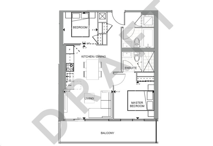 2 Bedroom Floorplan at Galleria on the Park
