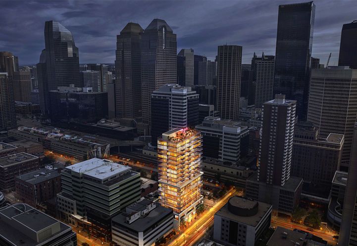 Gallery Condos Aerial View of Tower Exteriors at Night