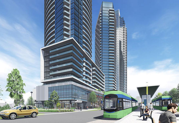 Gemma Condos Exterior View of Podium and LRT Stop