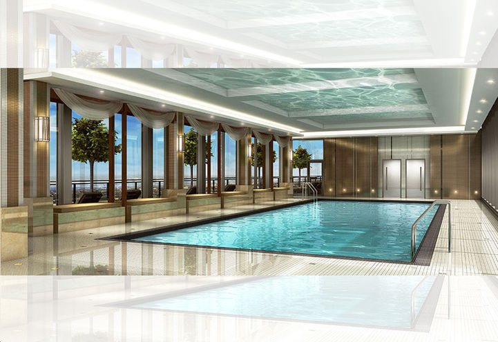 Gemma Condos Indoor Pool with Poolside Seating