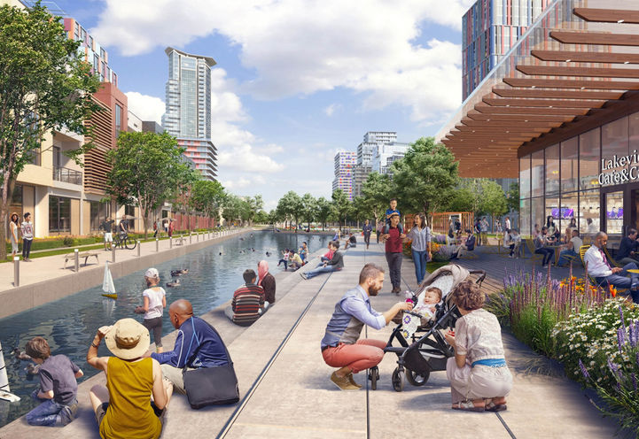 Harbourwalk Condos at Lakeview Village Summer View, Waterway Common