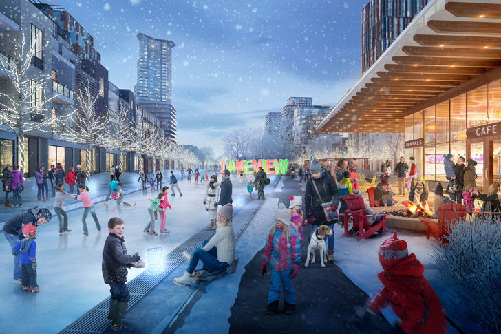 Harbourwalk Condos at Lakeview Village Winter Nights