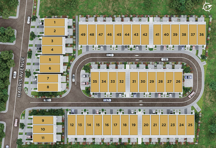 Harris Gate Towns Aerial View of Site Plan