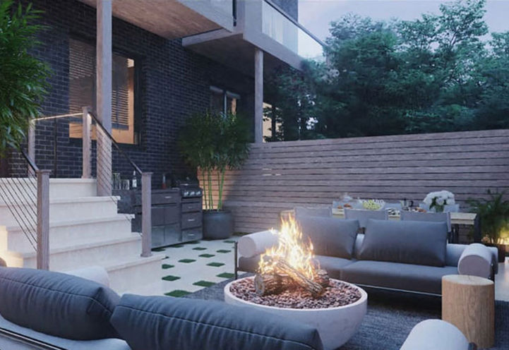 Harris Gate Towns Private Resident Backyard with Fire Pit