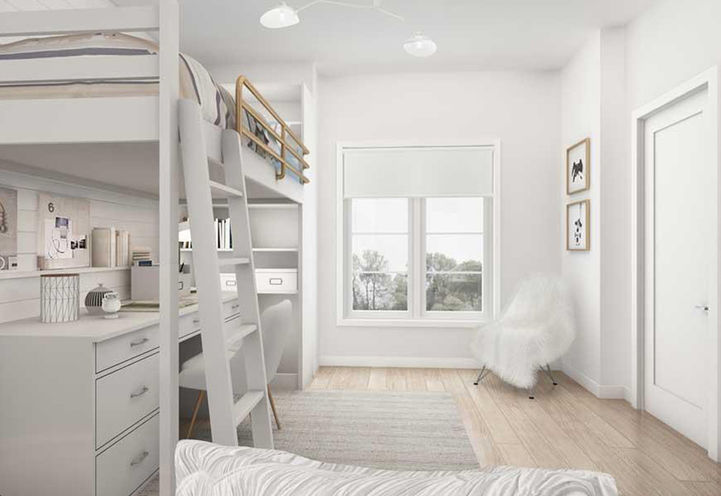 Bedroom with Study Table and a Bunk Bed Design at High Point Towns