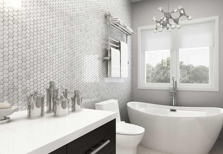 Plush White Interior Design for Bathrooms of High Point Towns