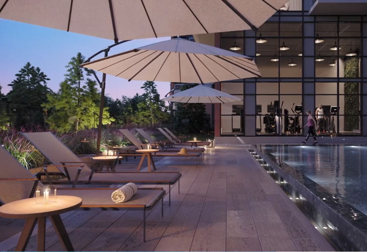 Highland Commons Condos Close Up View of Pool Lounge Area