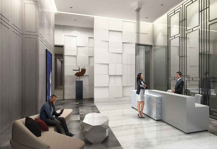 Highlight Condos Resident Lobby with Seating and Concierge