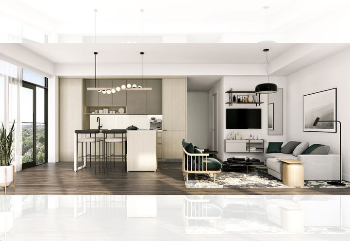 House of Assembly Condos Suite Interiors Kitchen and Living Space