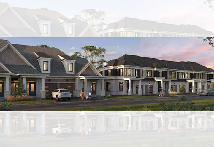 Hygge Towns Streetscape View of Townhome Exteriors