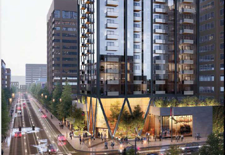 Imperia Condos Calgary Exterior View of Podium and Lower Levels