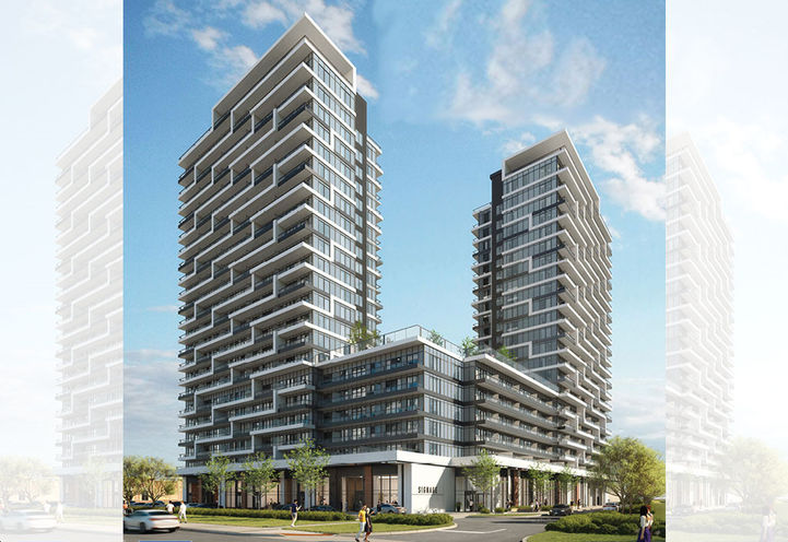 Joy Station Condos 2 Street View of Towers and Podium Exteriors