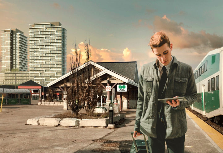 Joy Station Condos 2 View of Exterior From Go Train Station