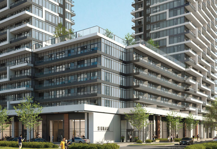 Joy Station Condos Close Up View of Podium and Rooftop Terrace