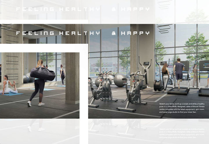 Joy Station Condos Fitness Centre with Yoga Area and Cardio Machines