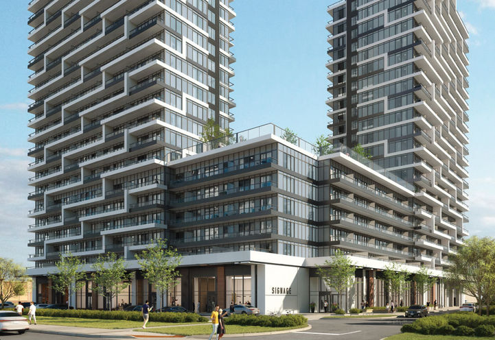 Joy Station Condos Street Level View of Podium and Lower Levels